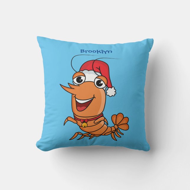 Coussin Caricature de crevettes de Noël joyeux (Recto)