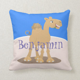 Coussin Caricature de dromadaire joyeux et souriant