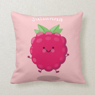 Coussin Caricature de framboise très heureuse