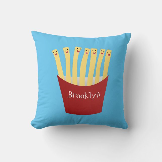 Coussin Caricature de frites Cute kawaii fast food (Recto)