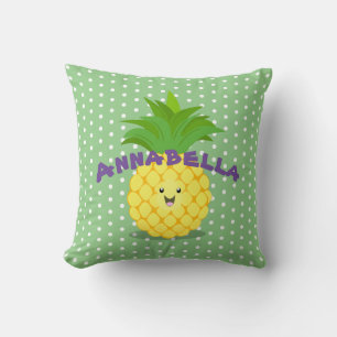 Coussin Caricature de fruits tropicaux à l'ananas mou