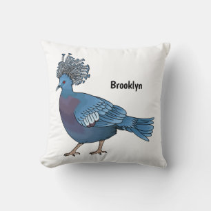 Coussin Caricature de l'oiseau pigeon couronné Victoria