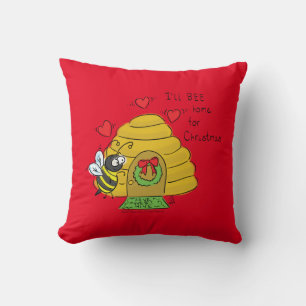 Coussin Caricature de Noël Bee Funny Holiday