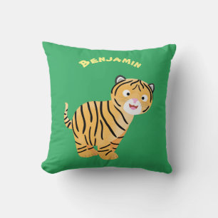 Coussin Caricature de petit tigre joyeux