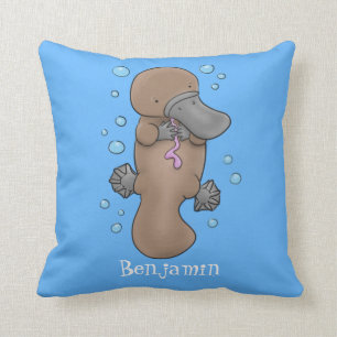 Coussin Caricature de platypus bébé très heureuse