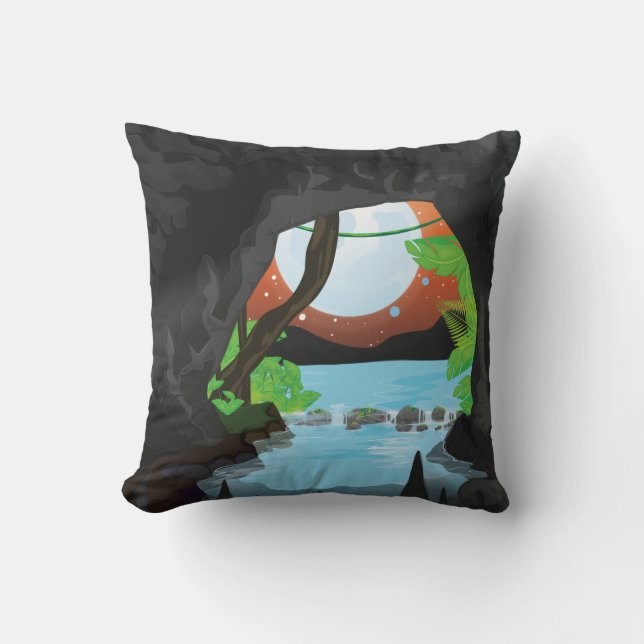 Coussin Caricature de Rainforest Cave paysage (Recto)