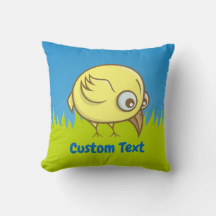 Coussin Caricature d'oiseau jaune lance l'oreiller