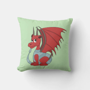 Coussin Caricature Dragon Rouge
