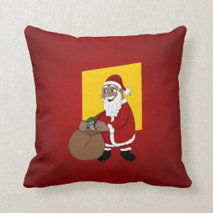 Coussin Caricature du Père Noël noir