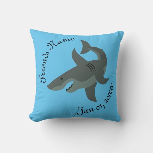 Coussin Caricature d'un grand requin blanc effrayant Class (Recto)
