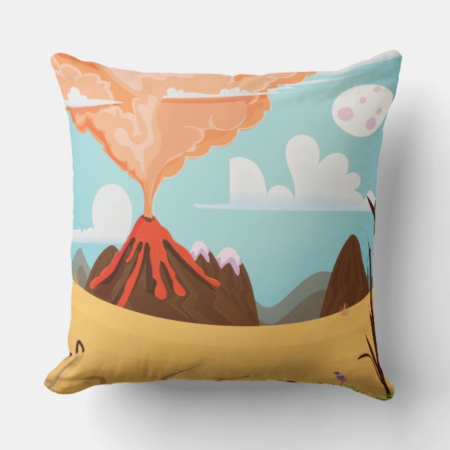 Coussin Caricature ébranlant le volcan (Recto)