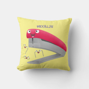 Coussin Caricature en agrafeuse rouge pâle