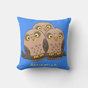 Coussin Caricature en trio de chouette