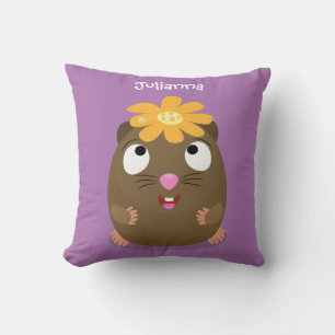 Coussin Caricature joyeuse de cobaye mignonne