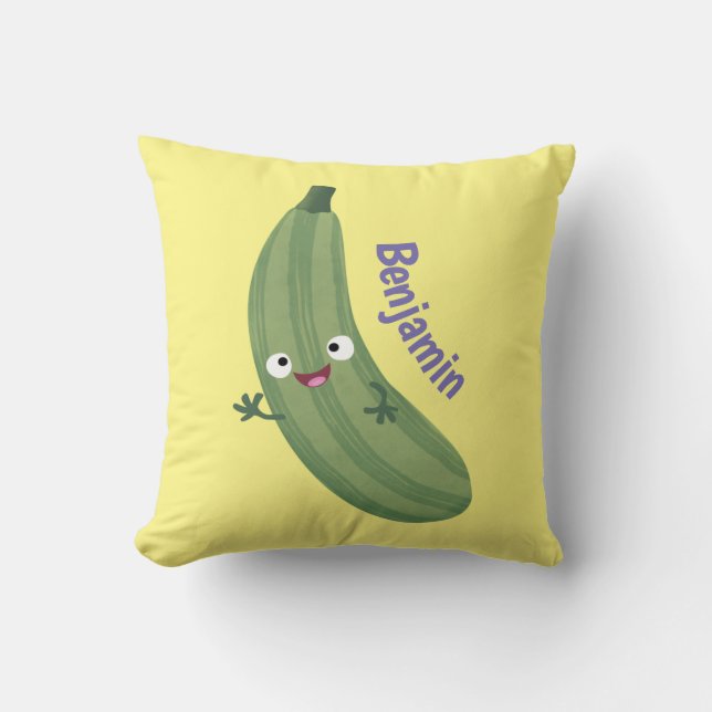 Coussin Caricature joyeux de courgettes mignonnes (Recto)