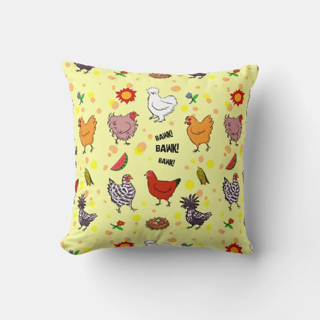 Coussin Caricature motif de poulets mignons et sans soudur (Recto)