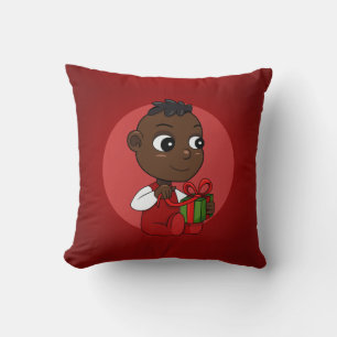 Coussin Caricature pour bébé afro-américain de Noël
