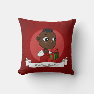Coussin Caricature pour bébé afro-américain de Noël