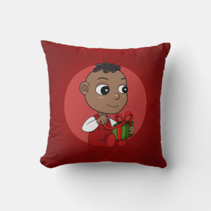 Coussin Caricature pour bébé afro-américain de Noël