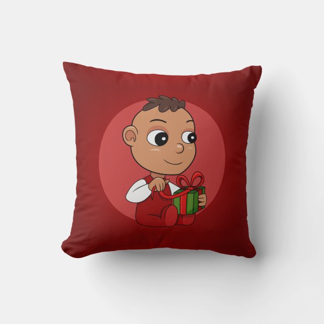 Coussin Caricature pour bébé de Noël hispanique mignon (Recto)