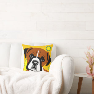 Coussin Caricature pour chien de boîte à visage triste