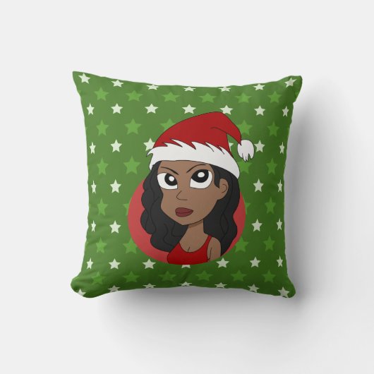 Coussin Caricature pour fille de Noël (Recto)