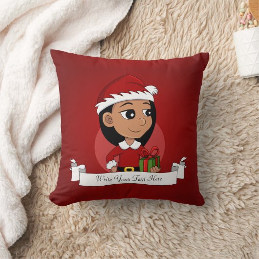 Coussin Caricature pour fille de Noël Lancer l'oreiller (Couverture)