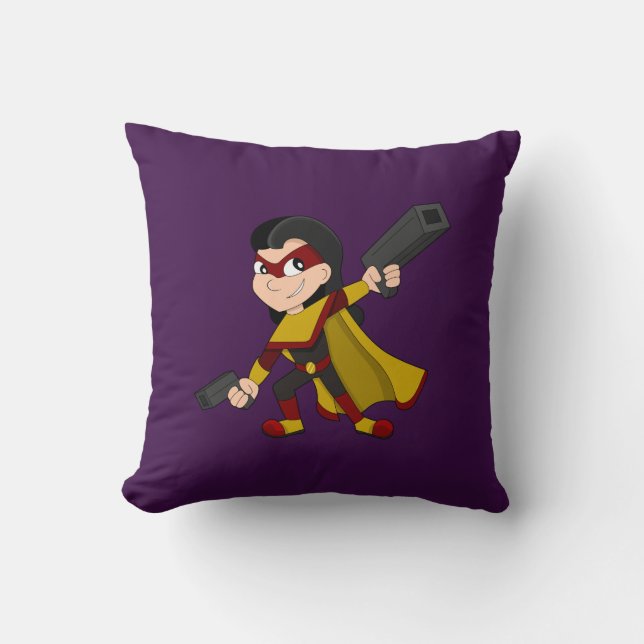 Coussin Caricature pour fille Superhero (Recto)