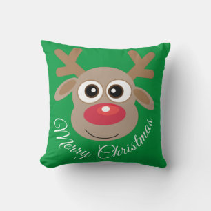 Coussin Caricature Reindeer Vert Noël Nouveauté
