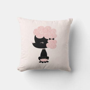Coussin Caricature rose mignonne caniche