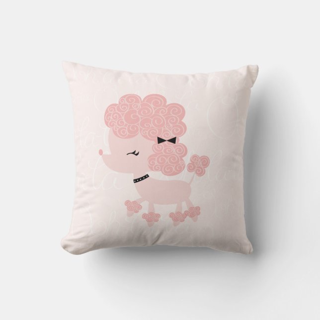 Coussin Caricature rose mignonne caniche (Recto)