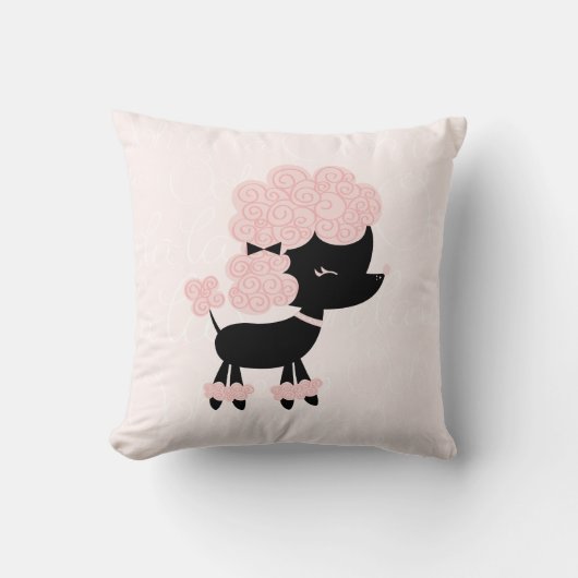 Coussin Caricature rose mignonne caniche (Recto)