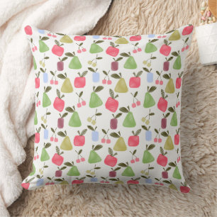 Coussin Caricature sans joint rayé fruits pomme poires che