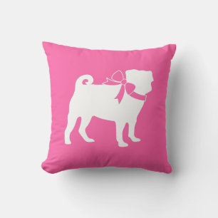 Coussin Carlin chien Baby shower fille rose avec la mâchoi