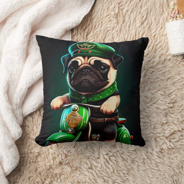 Coussin Carlin Chien Conduite Vélo St. Patrick's Day (Couverture)