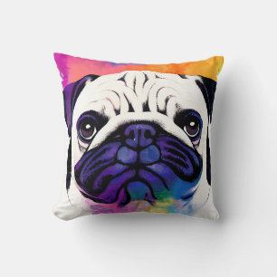 Coussin Carlin Chien Nature sauvage Couleurs animales Pein