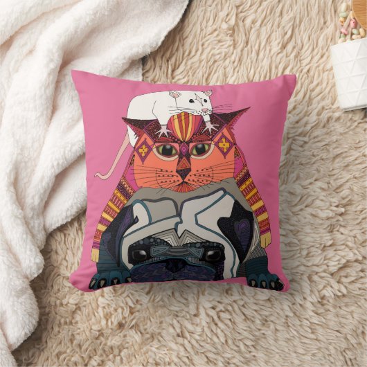 Coussin carlin de chat de souris rose (Couverture)