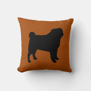 Coussin Carlin noir Silhouette Brûlé Orange Amoureux des