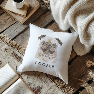 Coussin Carlin personnalisé Chien race Nom du chien Amoure