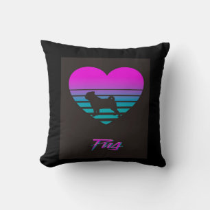 Coussin Carlin Vaporwave Heart Carlin Amoureux des chiens