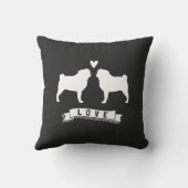 Coussin Carlins Amour - Silhouettes de chien avec coeur (Verso)