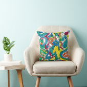 Coussin Carnaval - Art Géométrique Moderne Peint à la Main (Chaise)