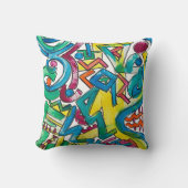 Coussin Carnaval - Art Géométrique Moderne Peint à la Main (Recto)