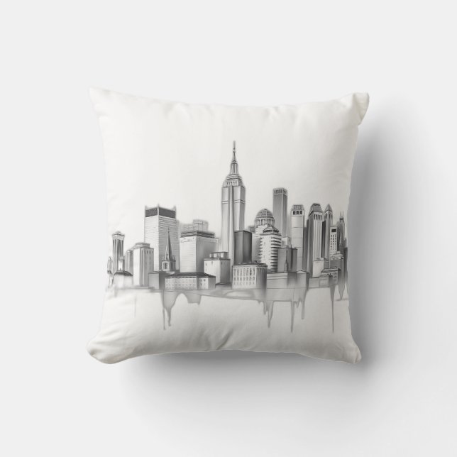Coussin Carnet de carbone urbain Skyline Sketch (Recto)