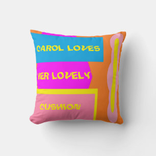 Coussin Carol aime son logo en rose et bleu très mignon