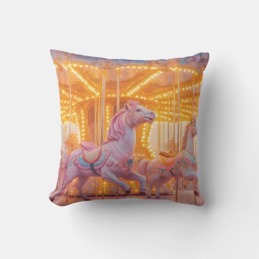 Coussin Carousel enchanté : Scène de Fairytale Whimsical (Recto)