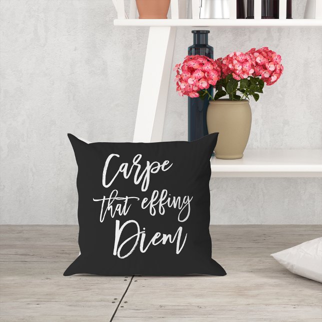 Coussin Carpe Ce Effet Diem Hand Citation Lettrée (Créateur téléchargé)