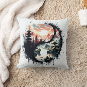 Coussin Carpeaux de Koi et Yin Yang du temple