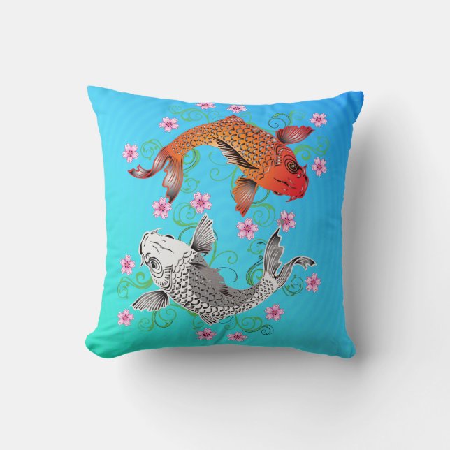 Coussin Carpes asiatiques colorées Luck (Recto)