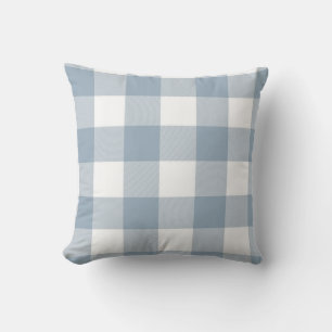 Coussin Carré à carreaux de buffle gris bleu rustique de f